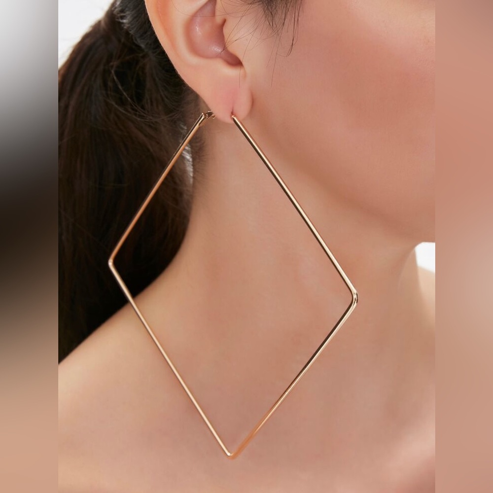 Anthro Gold Statement Square Earrings